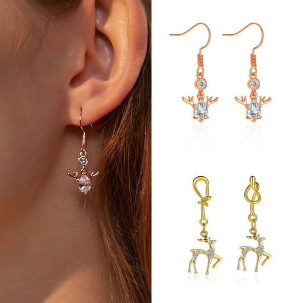 Hot Selling Sweet Cute Crystal Earrings One Deer Has You Fresh And Creative Gift