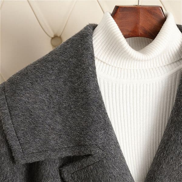 D6224 New autumn and winter lace-up lapel slim wool coat