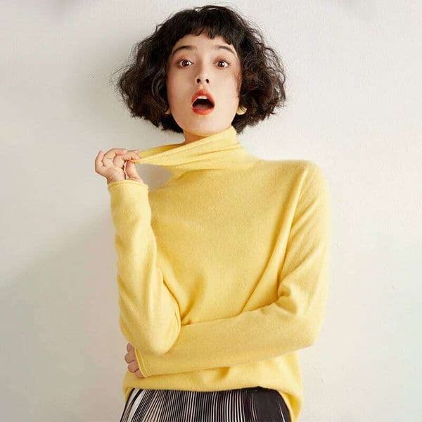 Designer Clothing 2025 New Sweater 100% Pure Cashmere Knitted High Collar Hoodie Hot Selling Soft Solid Color Women's Top