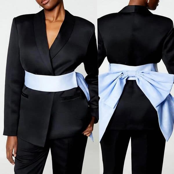 Fashion Women Wedding Pants Suits Blue Bow Custom Made Show Formal Evening Party Formal Dress Wear 2 Pieces