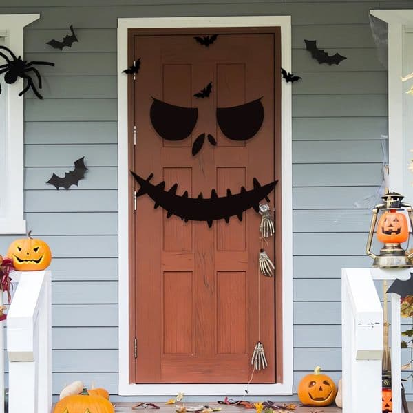 New Halloween decorations Skull hand pumpkin door stickers Ghost festival party spoof felt cloth wall stickers holiday gift dress