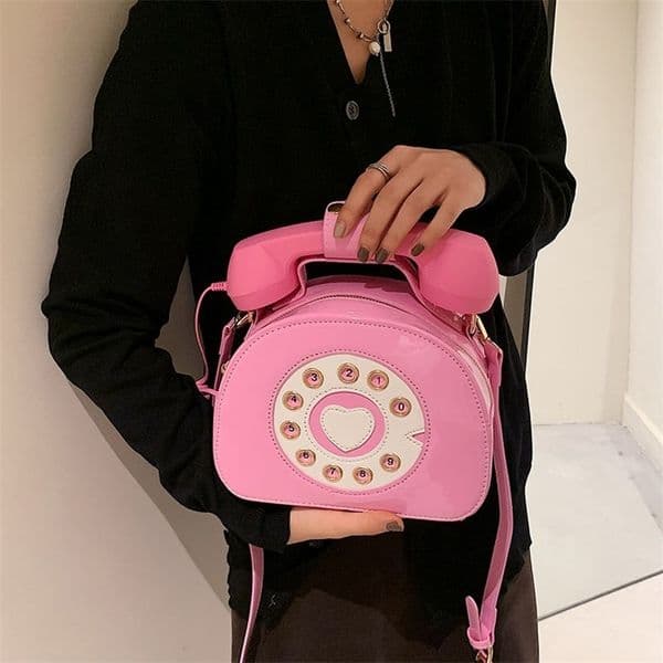 Womens Creative Shoulder Bag Telephone Shaped Crossbody Bag Retro PU Leather Sweet Girl Phone Purses and Small Handbag 250815