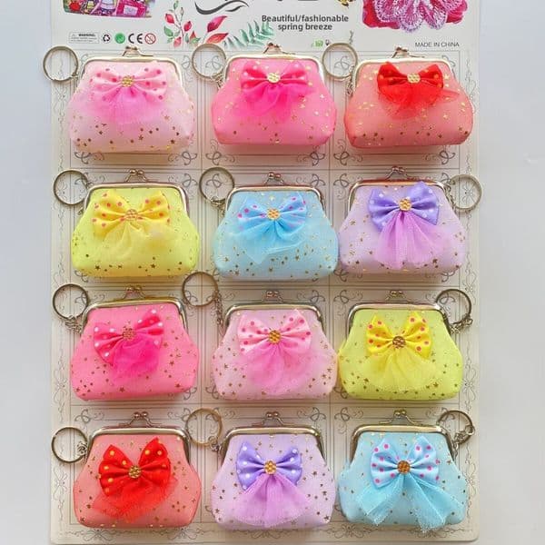 New Student Casual Storage Bow Series Cartoon stuffed Bag Leather Coin Purse