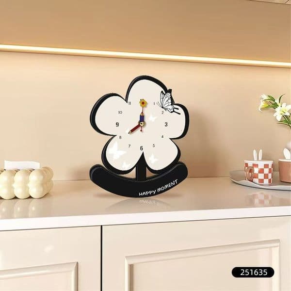 Flower Cartoon Creative Living Room Desktop Craft Ornament High-Value Decorative Clock Bedroom Bedside Silent ddmythur ddmythur