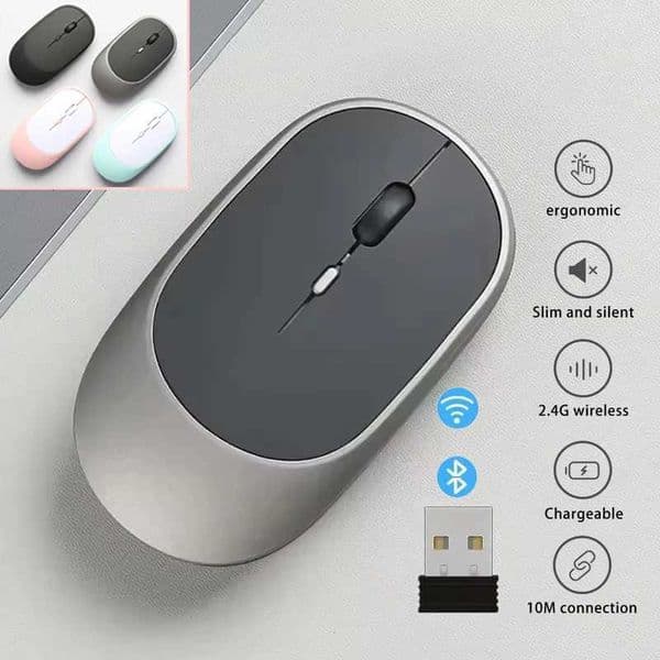 Wireless Mouse compatible 2.4G Silent Adjustable DPI Dual Modes Ergonomic Design USB Rechargeable Gaming Office MouseXJ250819