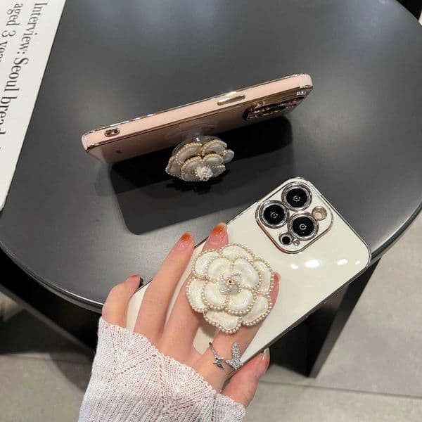 Phone case Water-drill rose flower stand, electroplated phone case 14 Pro Max, suitable for iPhone 13, 12, and 11