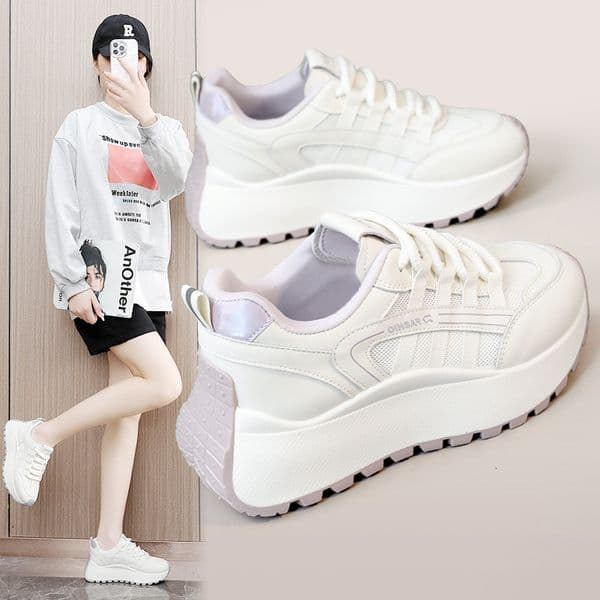 New Product BN Thick Soled White Sneakers For Women New Summer Mesh Versatile Casual Sports Shoes Height Increasing Dad Shoes Designer Shoes