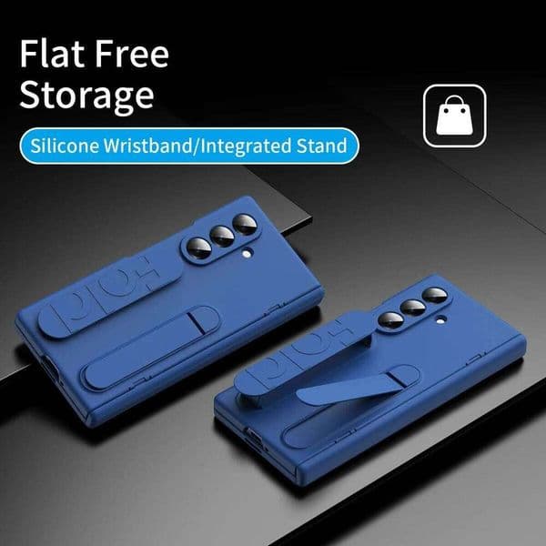 For Samsung Galaxy Fold 7 6 5 4 3 Original Phone Hinge Protective Cover With Stand Glass Film Z Fold6 Silicone Grip Case AAAAA