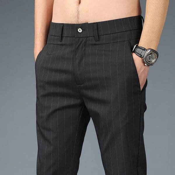 Fashion Striped Spring Summer Thin Casual Pants Men Slim Straight Classic Business Suit Male Stretch Cozy Korean Trousers 250820BJ