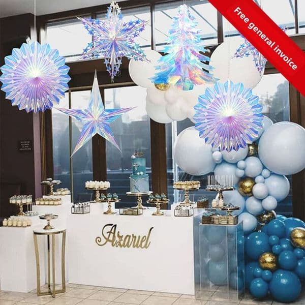 Straight Illusion Rainbow Film Crystal Ball Birthday Party Garland Decoration New Year's Day Hanging Ornament