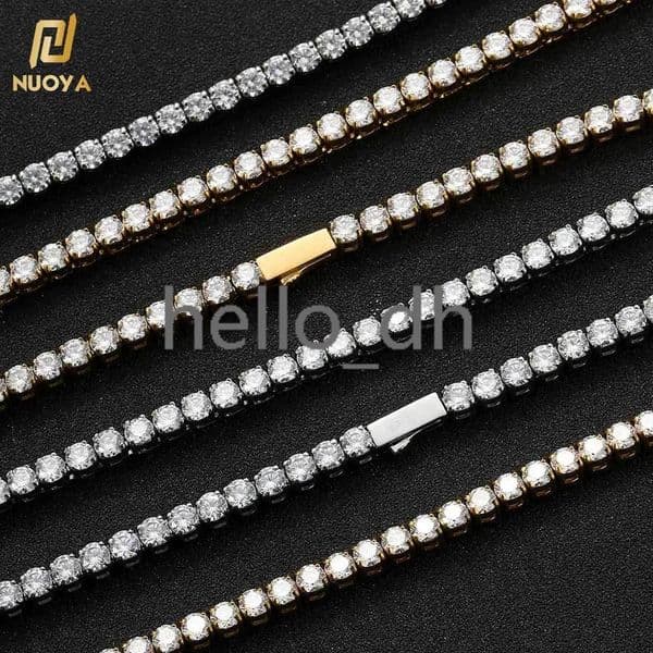 Hip Hop 18K Gold Plated 925 silver 925 silver Tennis Chain Iced Out Lab Grown Diamond Tennis Chain Necklace
