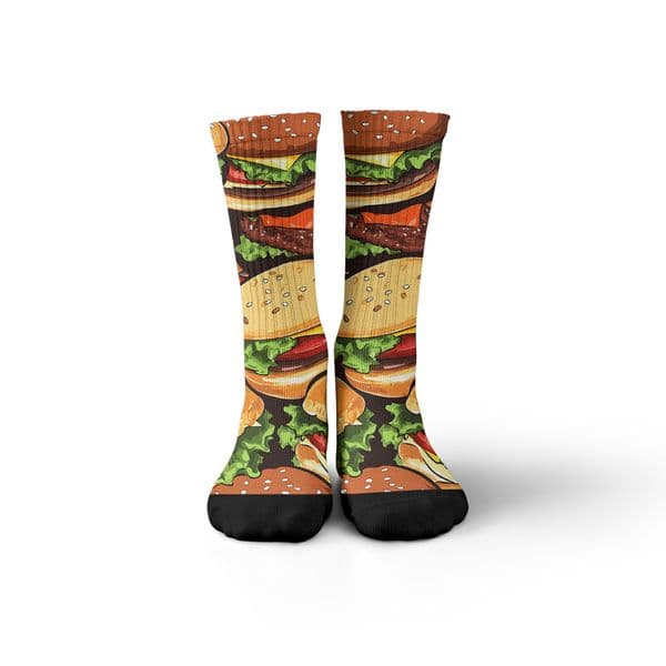 Vibrant Burger Print Unisex Tube Designer Sock C156