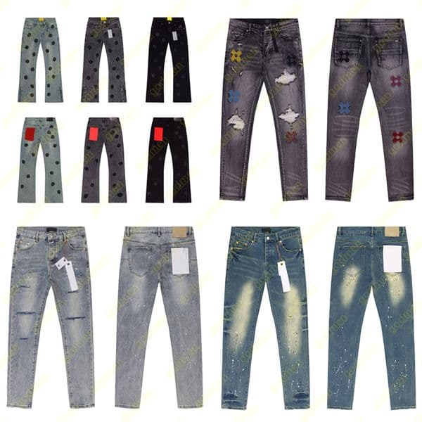 Designer Fashion Men's Jeans Tight Stretch Jeans Men's Perforated Casual Straight leg Jeans Size 28-38