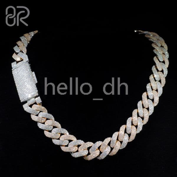 20mm 18 VVS Moissanite Cuban Link Chain Necklace Bracelet Rose Gold Plating 925 Silver Iced Out Diamond Men Jewelry