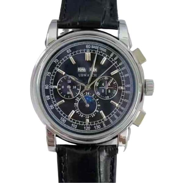 44MM Automatic Mechanical Mens Watches P1 Glass Back Hardlex Wristwatches Elegant Practical Bar Hour Leather Strap Watch