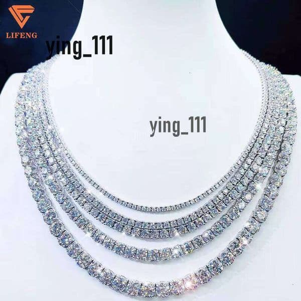 VVS Moissanite Bracelet Necklace 3Mm 4Mm 5Mm 6Mm Sterling Sier Iced Tennis Chain Jewelry Charm