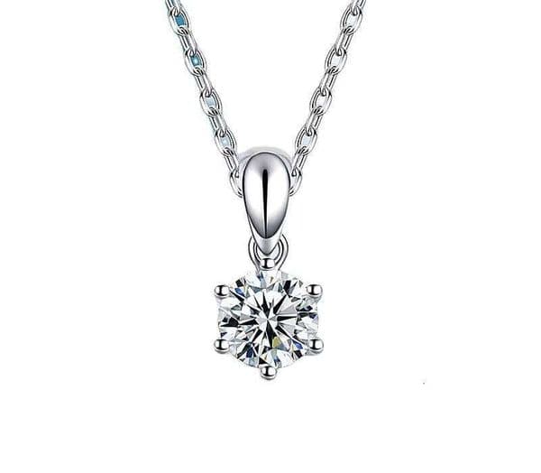 Dia Cut Moissanite Pendant 14k White Gold Dias Necklace