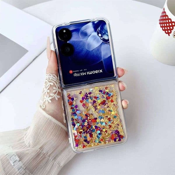 Colorful Gradient Quicksand Glitter Case for Xiaomi MIX Flip Shockproof Fashion Trend Folding Protective Cover Funda free delivery