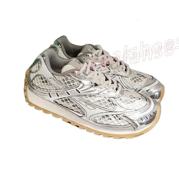 Casual shoes sliver sneakers mens womens trainers leather mesh trainers Grey green black red