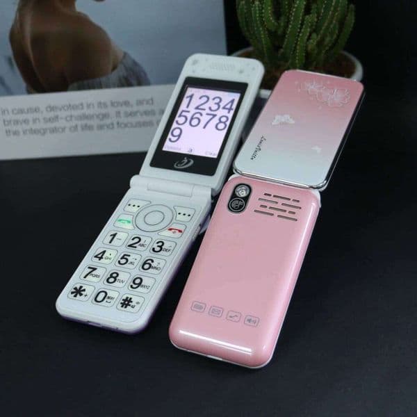 Pink Classic Mini Flip Women Phone Big Button SOS Quick Dial Torch Light Clamshell Senior Lady's Mobile Retro Style Long Standby