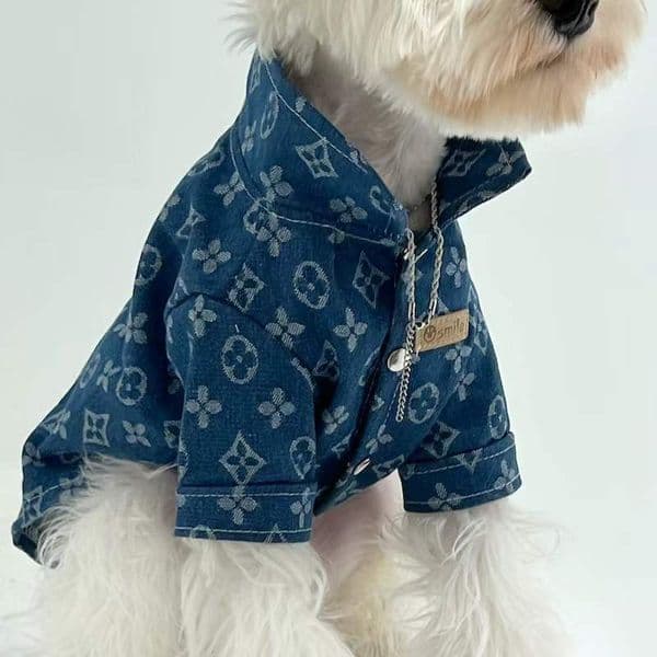 Pet for Large Dogs Golden Retriever Giant Poodle Samoyed Puppy Clothes Teddy Bichon Pomeranian Autumn Winter Thick Trendy Brand Denim