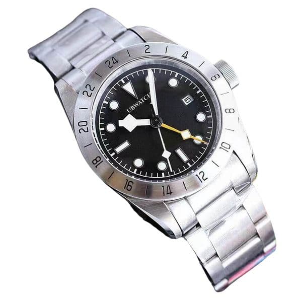40MM T1 Automatic Mechanical Hardlex Glass Mens Watches Black Dial Unique Hands Man Wristwatches
