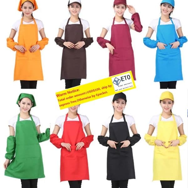 Adult Aprons Pocket Craft Cooking Baking Aprons Adult Art Painting Solid Colors Aprons Kitchen Dining Bib Customizable Apron BH2950 TQQ LL