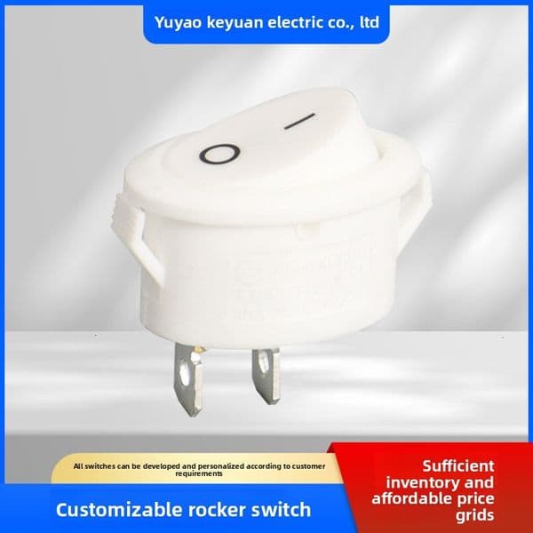 KRK3 White Small Boat-Shaped 2-Pin Round Rocker Switch