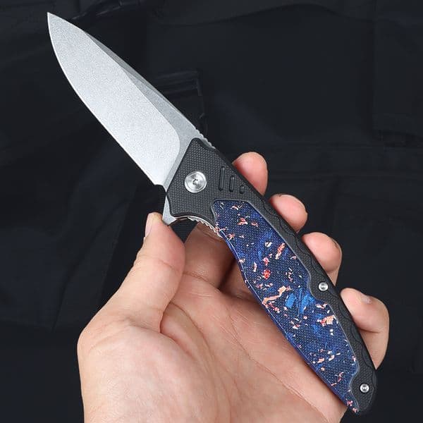 Top Quality M8843 Flipper Folding Knife 5Cr13Mov Satin Drop Point Blade G10 with Stainless Steel Handle Outdoor Ball Bearing EDC Pocket Knives