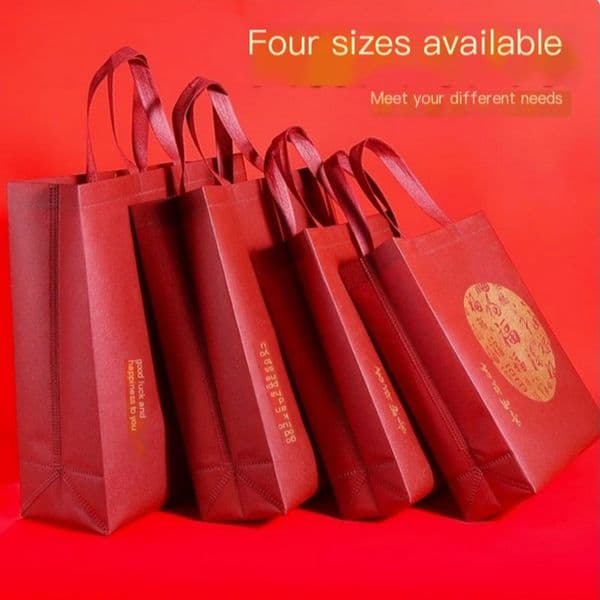 New Non-woven bags with handle Wedding Party Favor Gift Bag Chinese wind pouch Supplies High Quality New Year Christmas Pouch with be as lucky as desired Words 50pcs