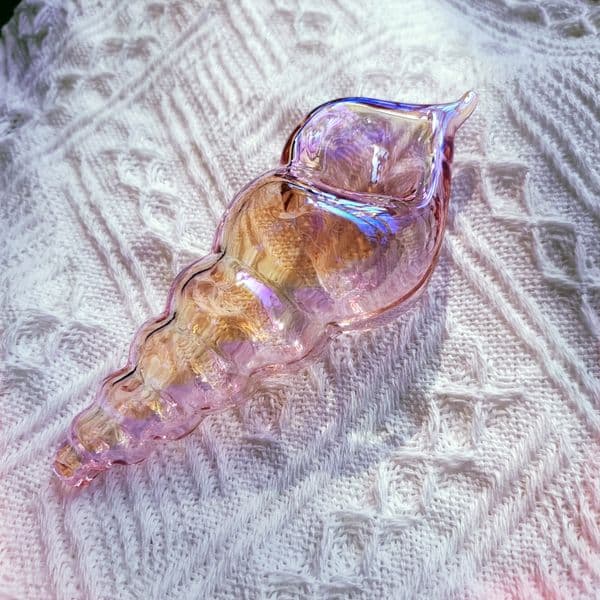 4.3'' Electroplated Pink Conch Tobacco Smoking Glass Hand Pipe Spoon Functional Art Pipe
