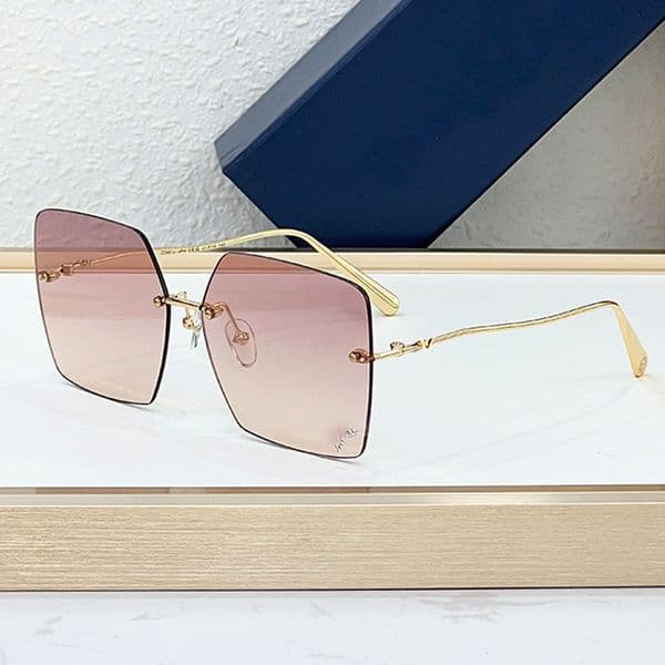 Glam 2.0 Square Sunglasses Lady Designer Fashionable Frameless Square Pink Lens Metal Curved Thin Leg Casual Wear Women Sunglasses Z2961U