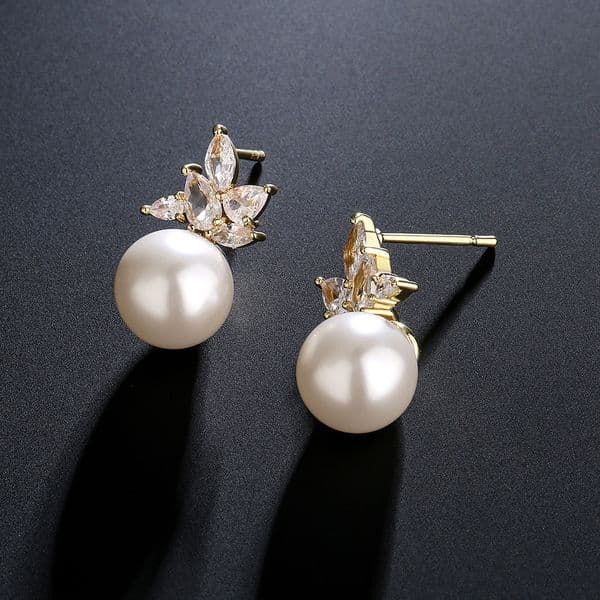 RAKOL Korean Fashion Simple Classic Luxury Designer Free Shipping Women's Pearl Earrings Elegant Light Luxury Exquisite Micro Inlaid Zircon Earrings