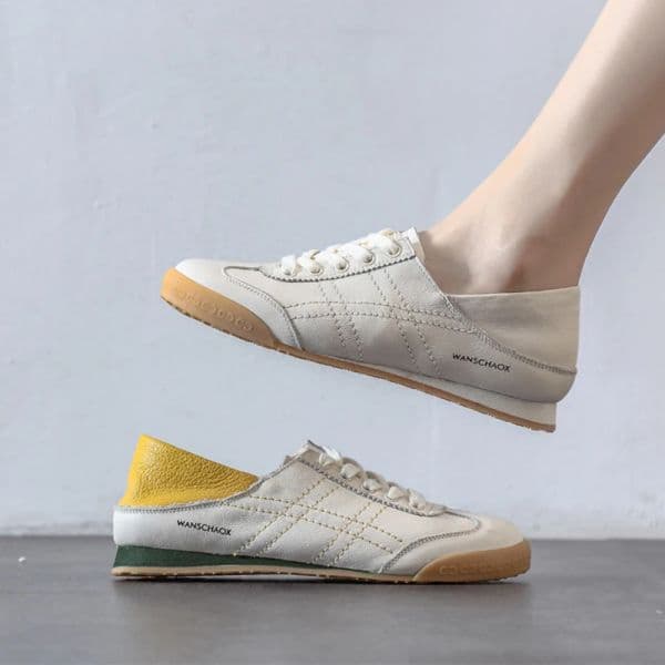 High Quality New Women's Shoes Soft Sole Comfortable Shallow Mouth Flats Shoes Two Wear Soft Leather White Shoes Women Free