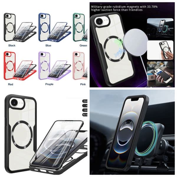 S26 Magnetic Wireless Charging Cases For Samsung S25 Ultra FE S24 Plus S23 360 Clear Hard PC Acrylic TPU Magnet Full Body Double-sided Cover