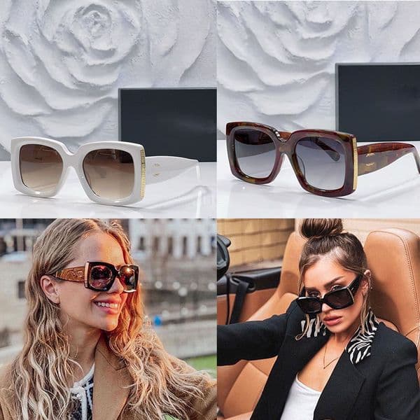 Classic Womens Rectangular Sunglasses Designer Oversized Ladies Men Elegant Fashion White Thick Framed Glasses CH5435 Outdoor Driving Vacation UV Protection