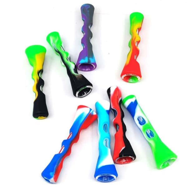 Prometheus Smoking Pipes One Hitter Bat Straight Trumpet Shape Nano Glass Tobacco Silicone Pipe