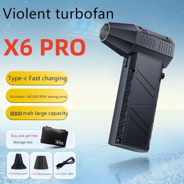 X6 Mini Turbo Jet Fan 53M/S Portable Turbo Fan 140000RPM Jet Turbo Blower Brushless Motor Handheld Duct Fan Cleaning Tool Type-C