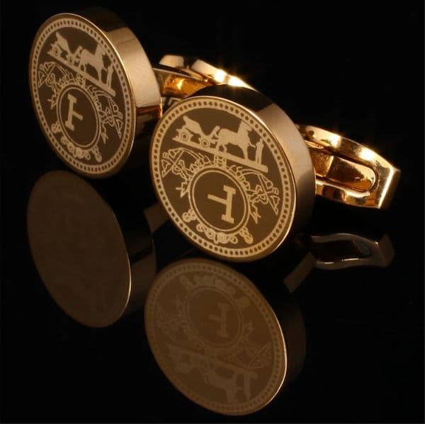 18K Gold silver charm cufflinks Classic Designer French Style Cuff Studs for Mens Dress Shirts Accessories Man Business-Ready Jewelry Cuff Links