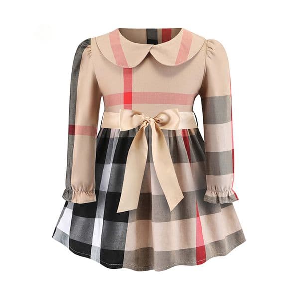 Baby Girl Dresses Long Sleeve Plaid Clothes Casual Wear Princess Kids Clothing 2-7 Years