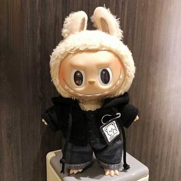 17cm Labubu Clothing Cool Mini Plush Hoodie Idol Doll Hoodie Fashion Korean K-pop Exo Fan Set Accessories X2503111