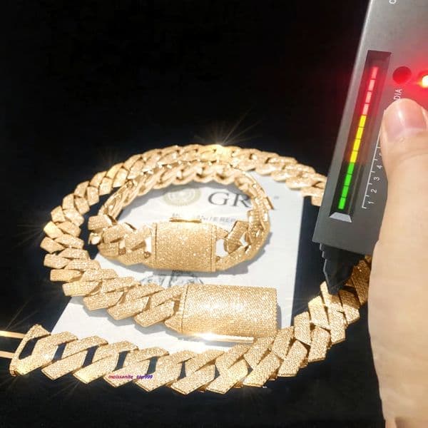 20MM Width Soild 925 Silver Iced Out Moissanite Cuban Chain Necklace for Men's necklace AAAAA+ gift