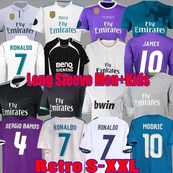 Real Kids Retro Soccer Jerseys vintage Finals Football Shirt BENZEMA CARLOS RONALDO KAKA 05 06 07 11 13 14 15 16 17 18 ZIDANE Beckham RAUL FIGO MaDrIDSS