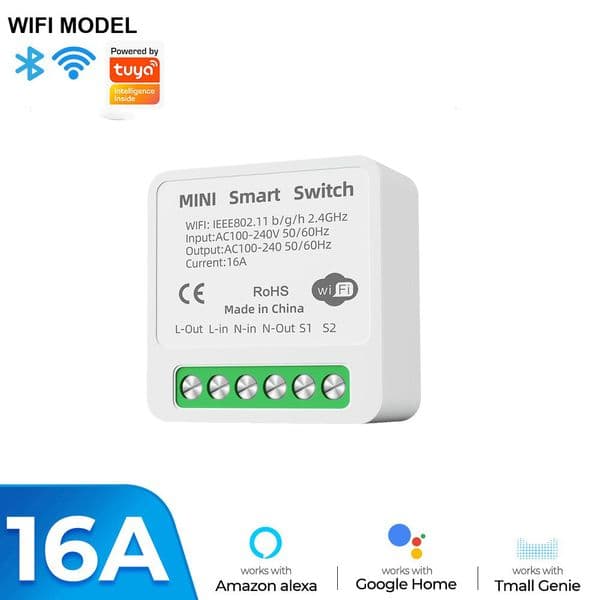 16A Tuya WiFi Buletooth ZigBee Smart Switch 2-way Control Switch Mini Breaker Life Work Home Office APP Controller System with Alexa Amazon Google Assistant Vs Aqara
