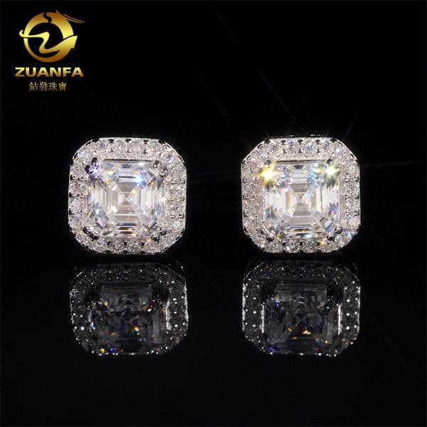 Diamond hair fashionable and high-end feeling 925 silver moissanite pagoda 1.2 carat male and female earrings earrings over testing diamond pen