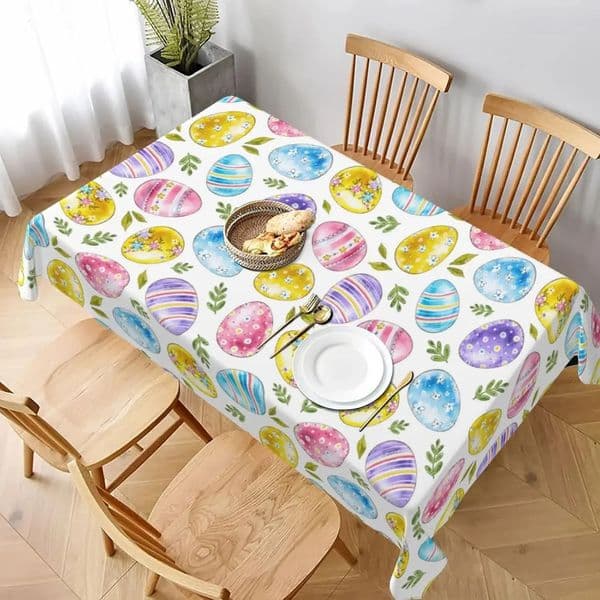 Update Eggs Waterproof Tablecloths Holiday Party Rectangle Cover For Kitchen Dining Table Decor Easter Decorations 250325