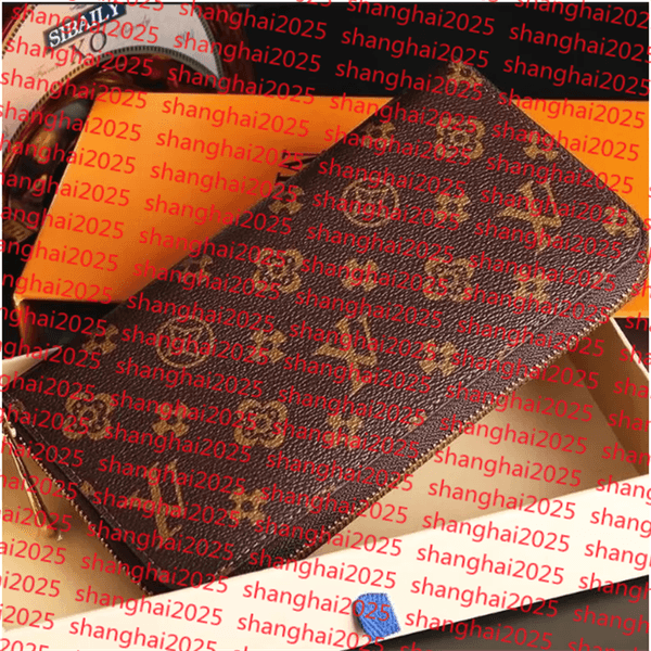 Fashion Designer Wallet Luxurys Women Short Purse Embossed Flower Letters Wallets Credit Card Holders Lady Plaid Money Clutch Bags with Orange Box