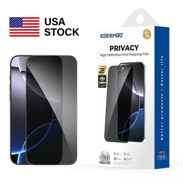 USA STOCK LOCAL ESEEKGO Screen Protector Tempered GLass HD Privacy Glass Anti peeping for iPhone 17AIR 16 16 Pro Max 15 PRO MAX XR TGP-02 With 10 in 1 Paper Box Ship in 2 days