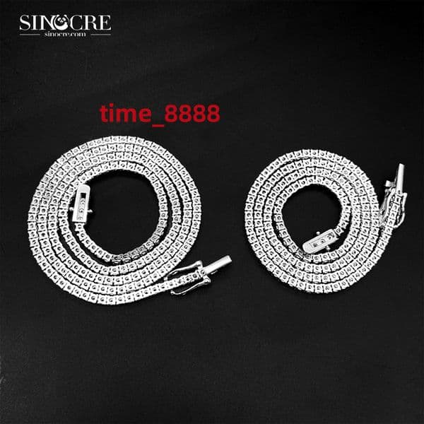 2Mm Mossinite Tennis Chain Sinocre Fashion Hip-Hop Moissanite 925 Silver Gold Plated Necklace