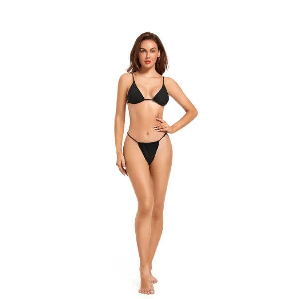 Women's Tan Through Bra Tops Low Rise G-strings Thong Bikini Swimwear ZZ